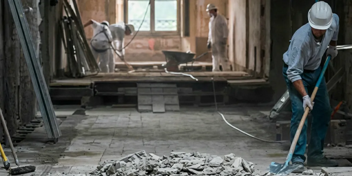 fire damage restoration professionals performing structural cleanup and restoration after a fire in Houston, TX